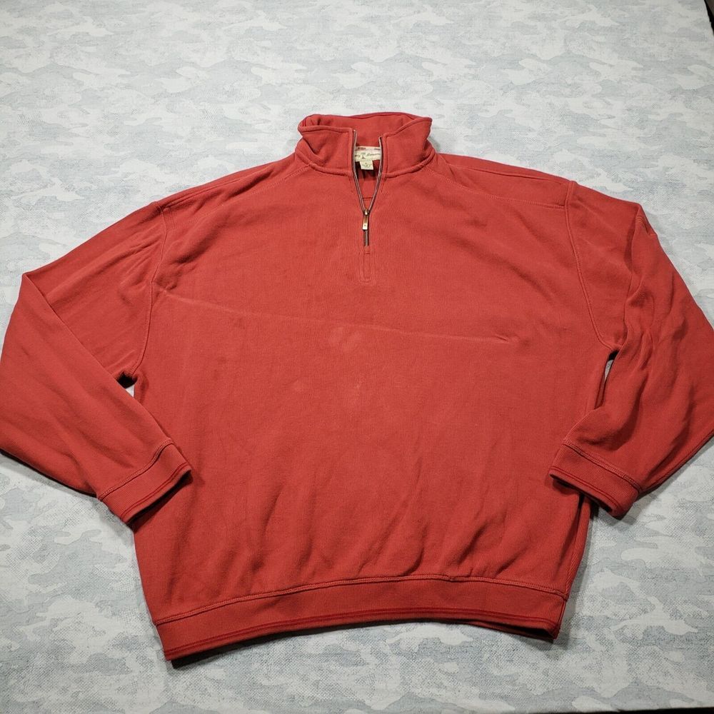 Tommy Bahama Sweatshirt Mens XL‎ Orange Rust Quarter Zip Pull-Over